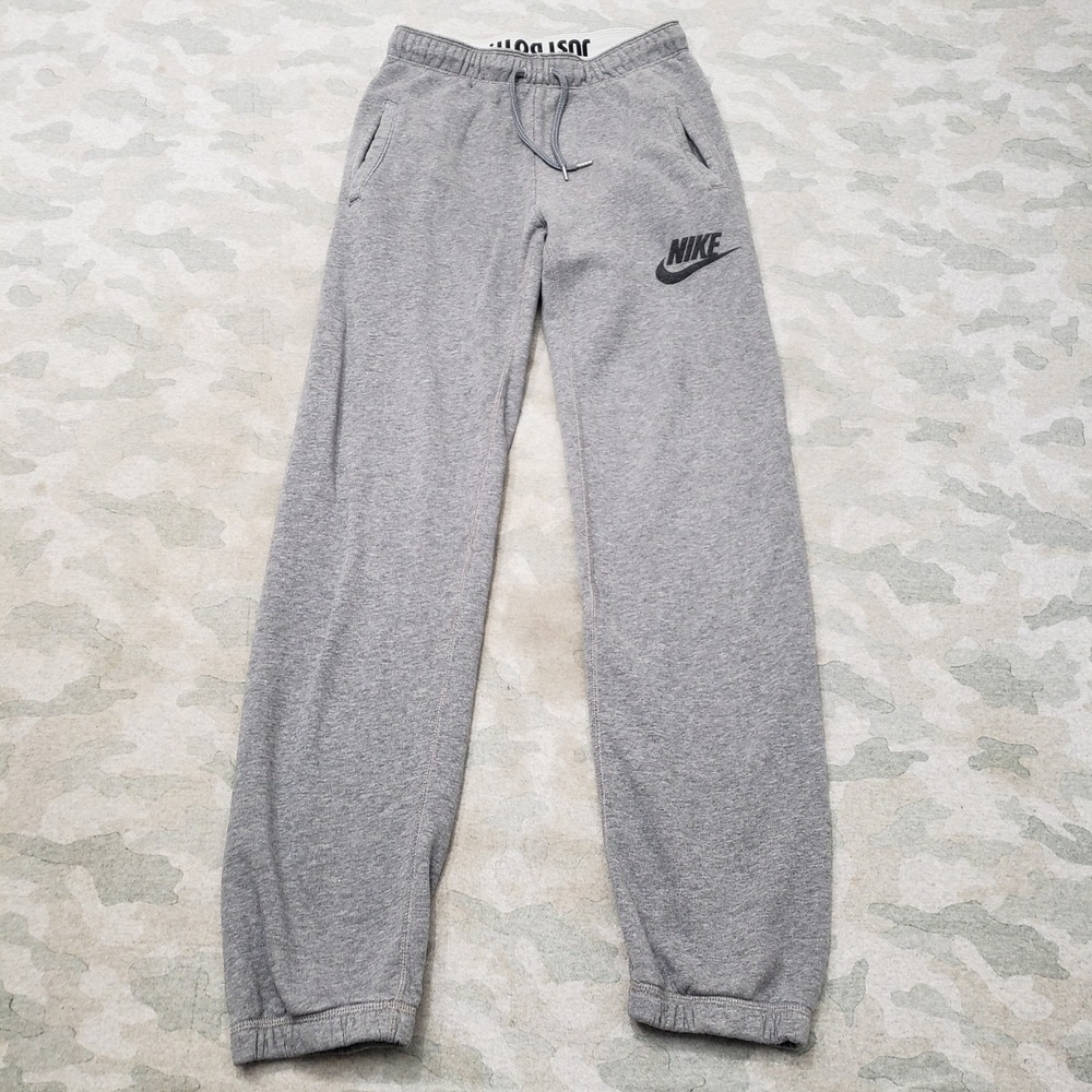 Nike Sweatpant Women XS Gray Just Do It Drawstring Fleece Outdoor Gym Activewear